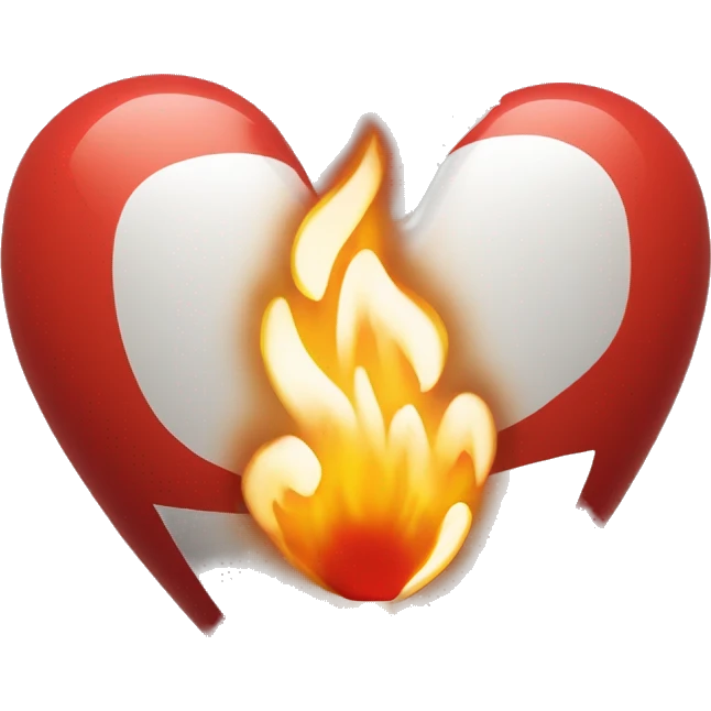 Cœur rouge avec une croix et du feu au dessus  emoji