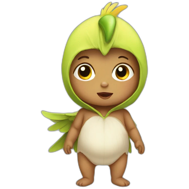 human baby in a bird costume emoji