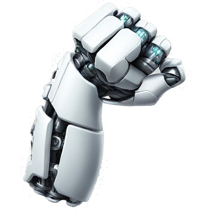 White mechanical cyborg arm and bicep emoji