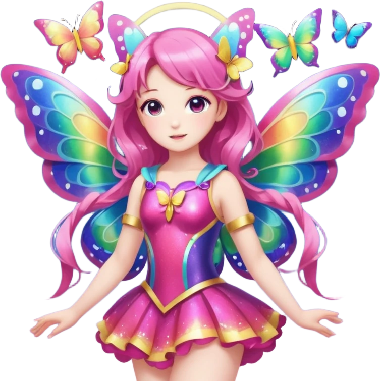 (1 Rainbow Glitter Magical Girl With Butterfly Wings), (1 Hot Pink Magical Girl With Butterfly Wings)(3 Sun Magical Girl With Butterfly Wings)(1 Moon Magical Girl With Butterfly Wings)(1 Aurora Borealis Magical Girl With Butterfly Wings)(1 Galaxy Magical Girl With Butterfly Wings) emoji