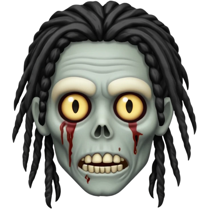 Grey Zombie with black dreadlocks emoji