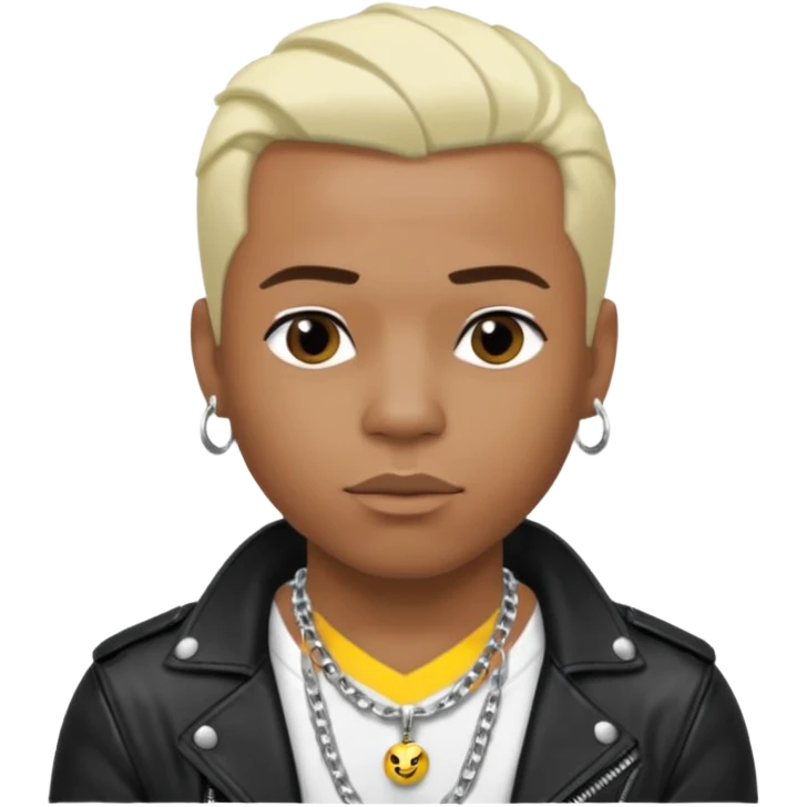 Sisqó, R&B Singer with platinum blonde hair, dark skin, shirtless with necklace, black leather jacket emoji