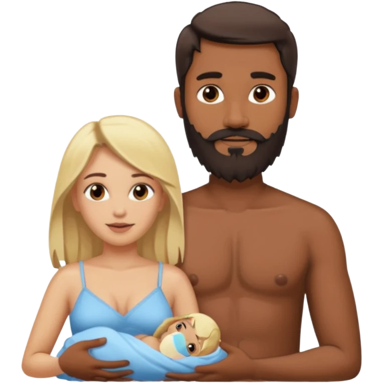 Indian man with beard holding naked blonde woman vagina emoji