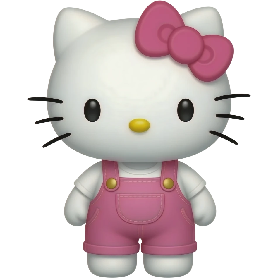 Hello Kitty wearing pink overalls and a white shirt emoji