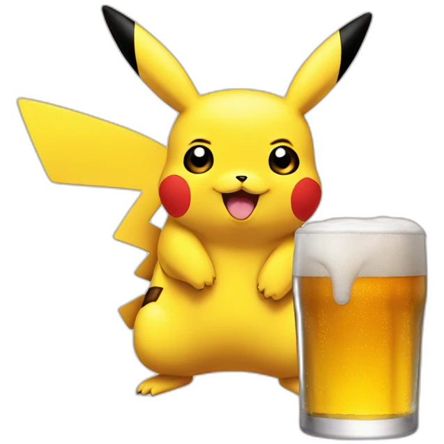 pikachu drinking a beer emoji