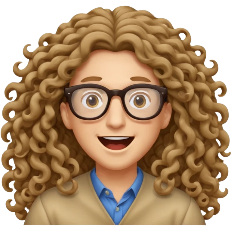 bungee jumping face only with hair flying long curly hair and glassess emoji