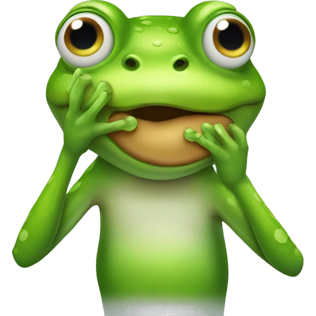 Frog doing shhhh emoji
