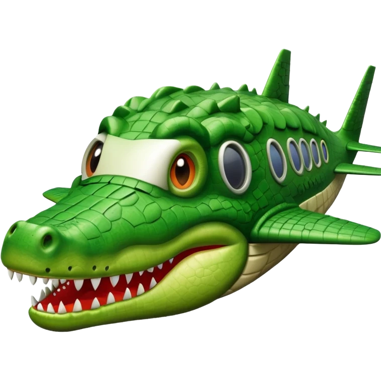 Un avion con cabina de cara de cocodrilo emoji