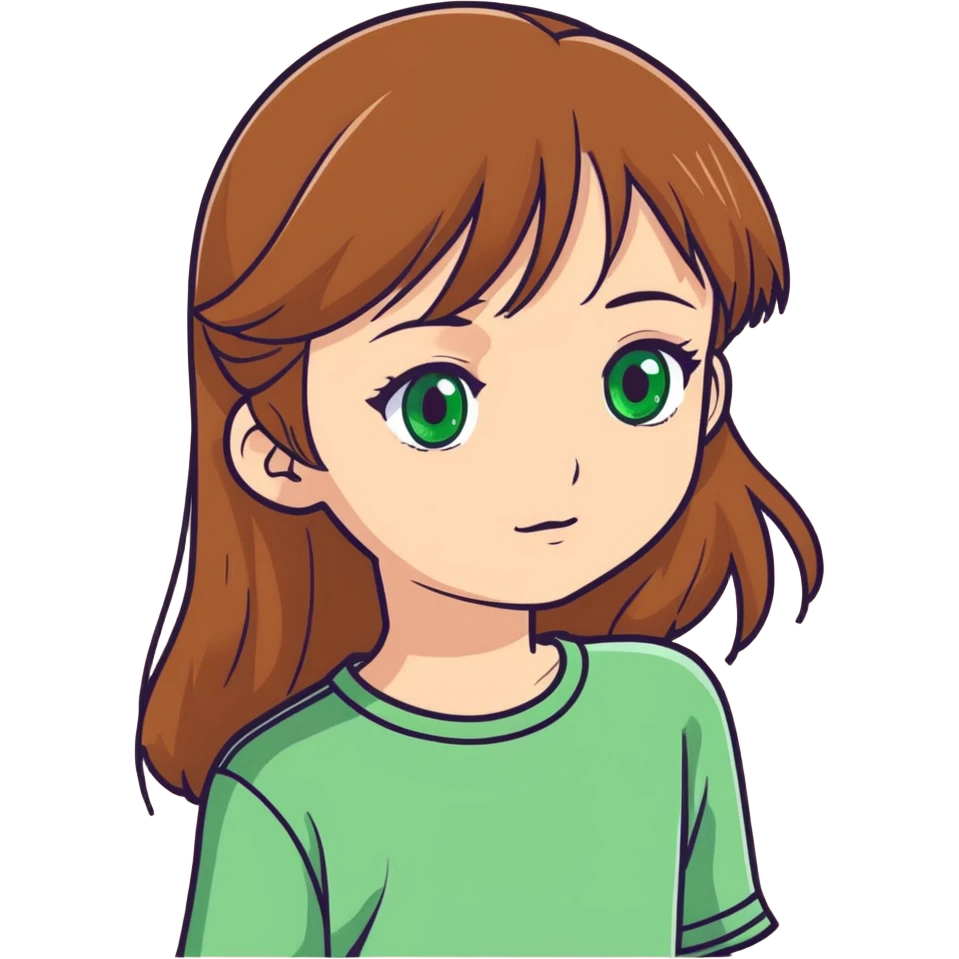 Light brown haired girl with green eyes emoji