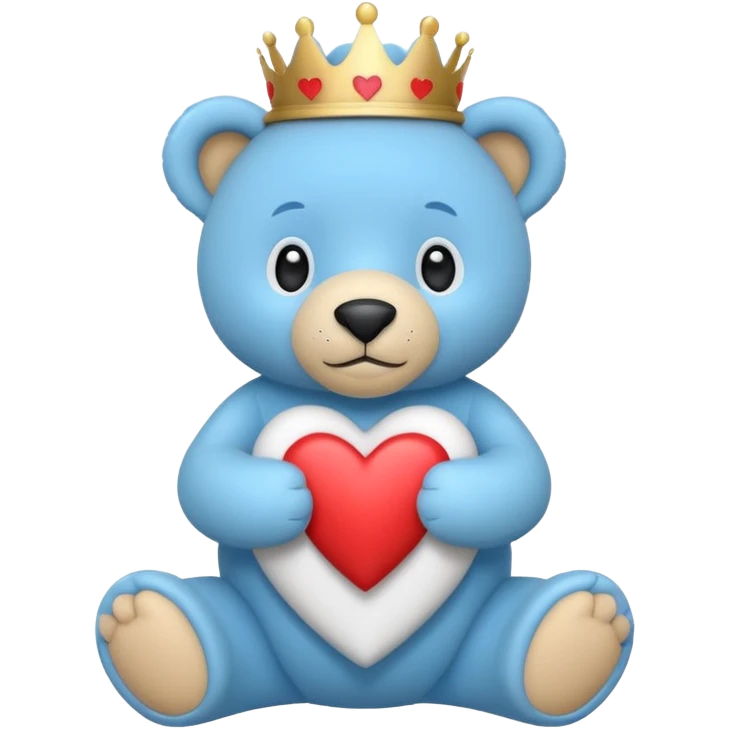 Oso con corona y corazones azules estilo iPhone  emoji