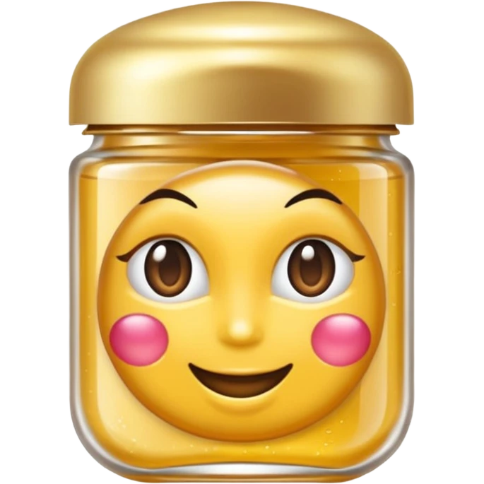 Produtos de beleza delicado com tampa dos potes dourados e fundo transparente pra usar como figurinha emoji