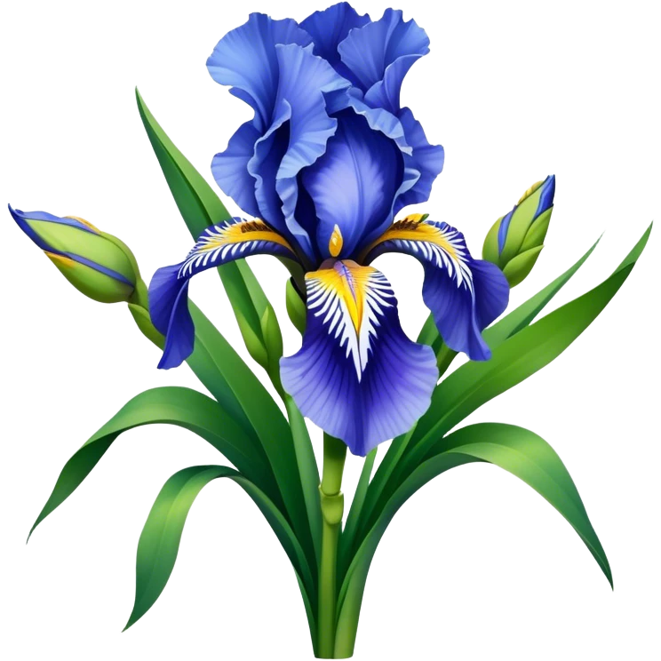 big bouquet Sky Blue Iris, luxuriant, leaf, bud emoji