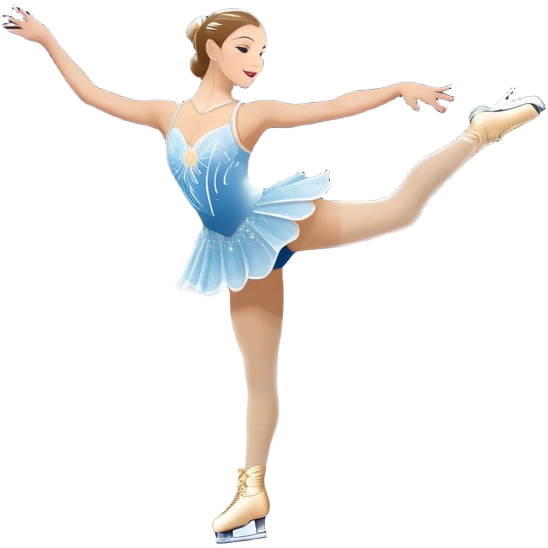 An icon featuring a grand arena Madison Square Garden, filled with spectators with graceful figure skater performing a flawless routine on an ice rink. Snowflakes and spotlights add to the elegance and beauty of the performance. Transparent background. emoji