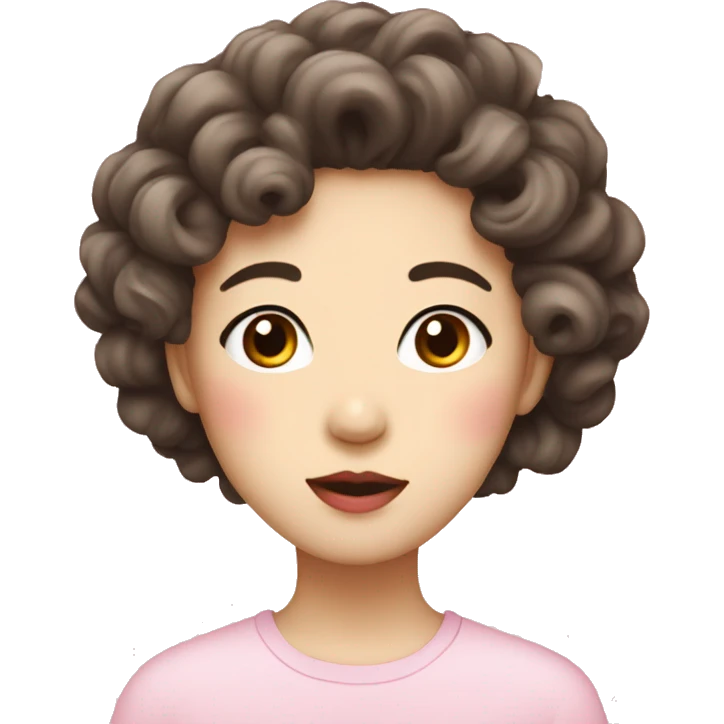 Full curly Korean with plump lips emoji