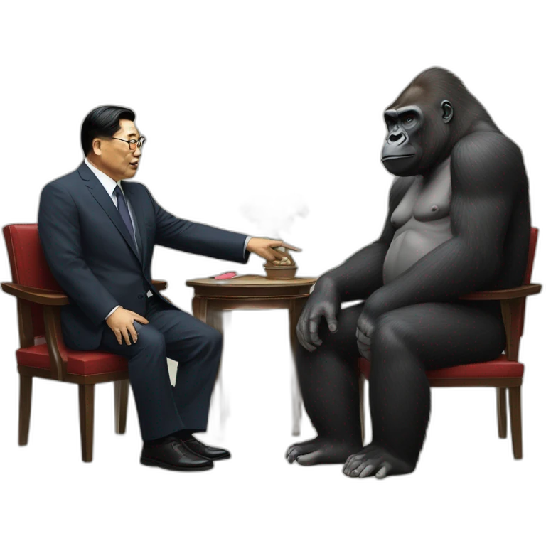 Gorilla meeting supreme leader Kim Yong UN emoji