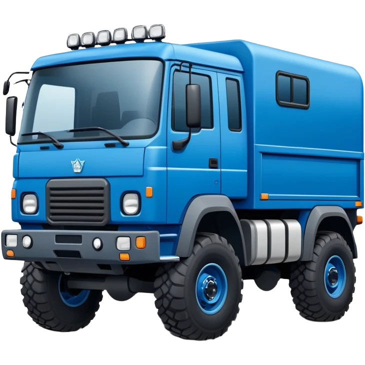 european looking expedition truck in blue flat snout emoji