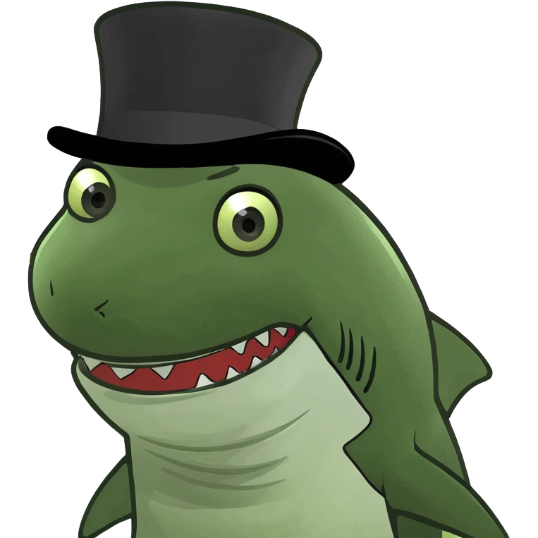 Shark with a top hat emoji