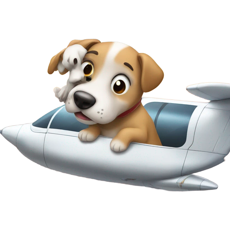 A dog on top of an airplane emoji
