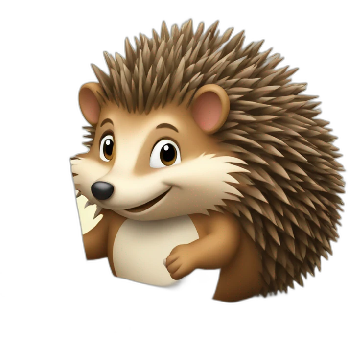 smiling hedgehog working behind a laptop emoji