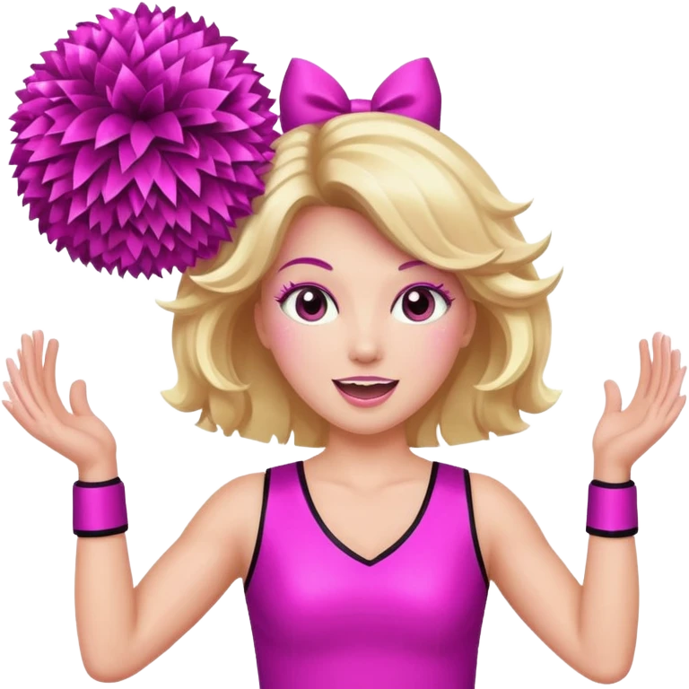 football cheerleader, hold a big cheering pom, pink and twinkle emoji