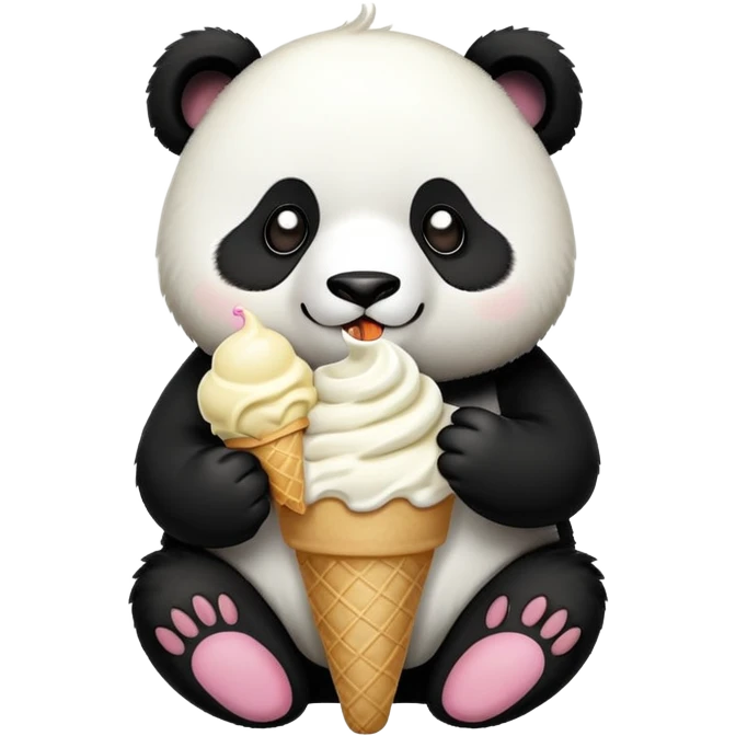 Panda eating ice cream emoji