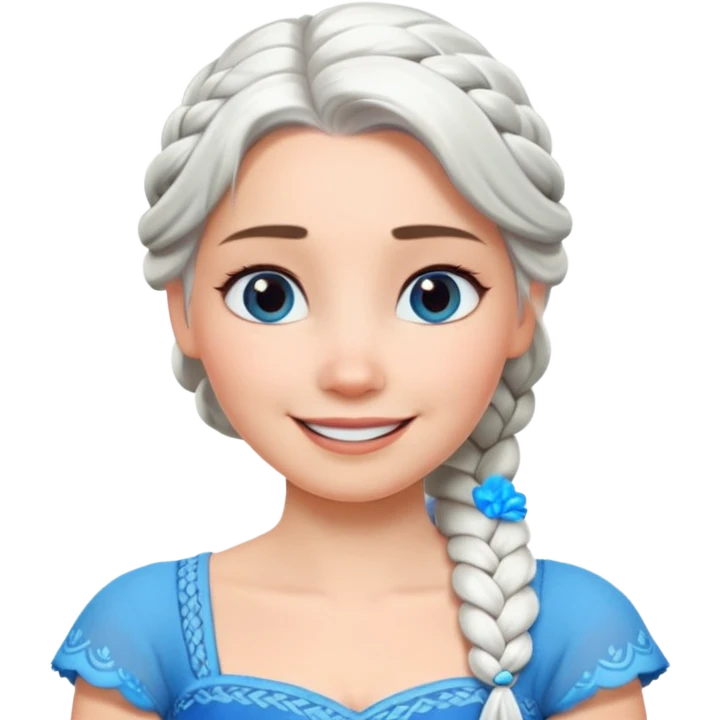 Эльза холодное сердце белые волосы коса голубое платье мультфильм emoji