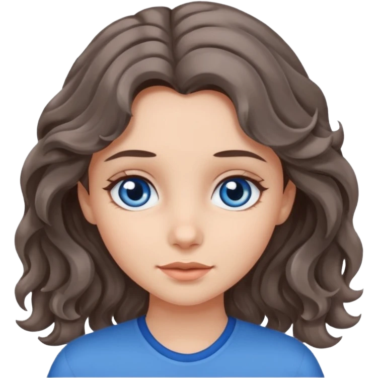 girl with brown and gray wavy hair and blue eyes emoji