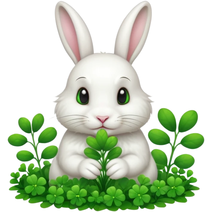 A fluffy rabbit nibbling on a small clover patch.












































 emoji