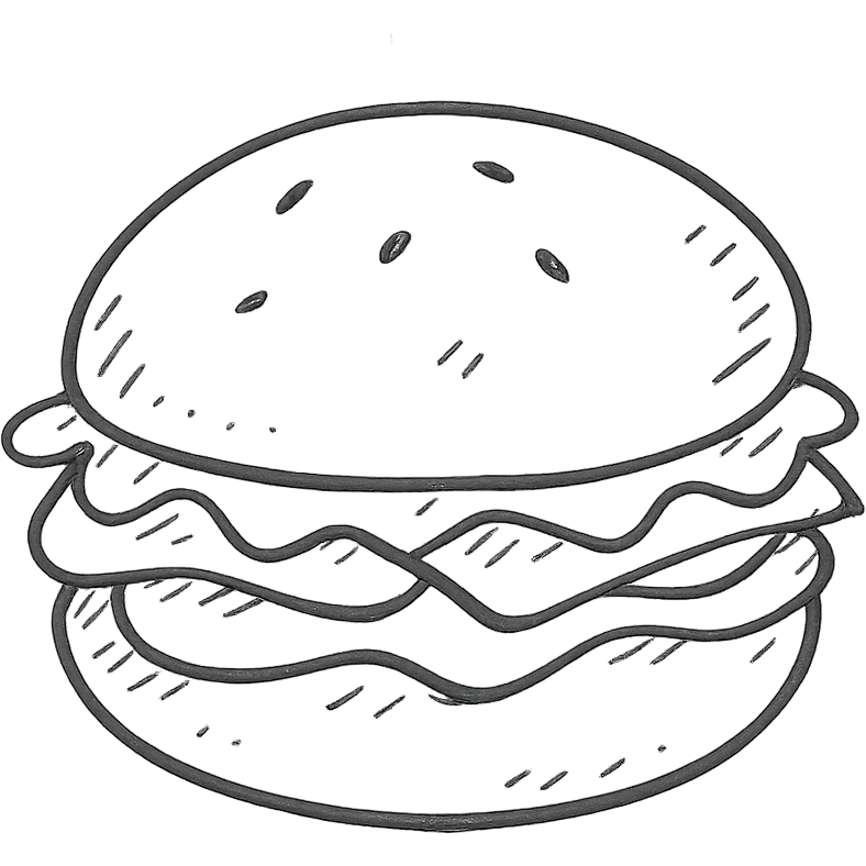 Round sandwich, hand drawn style emoji