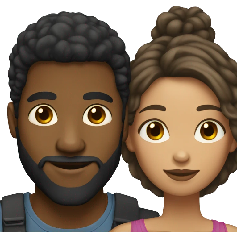 Couple black man with beard and ver light skinned woman emoji