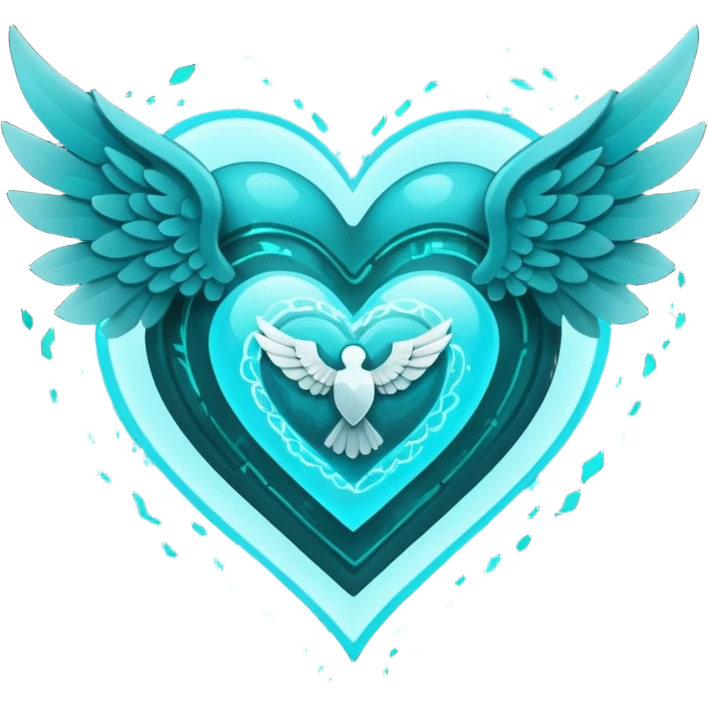 Minecraft Sculk Soul inside a winged dark cyan heart emoji