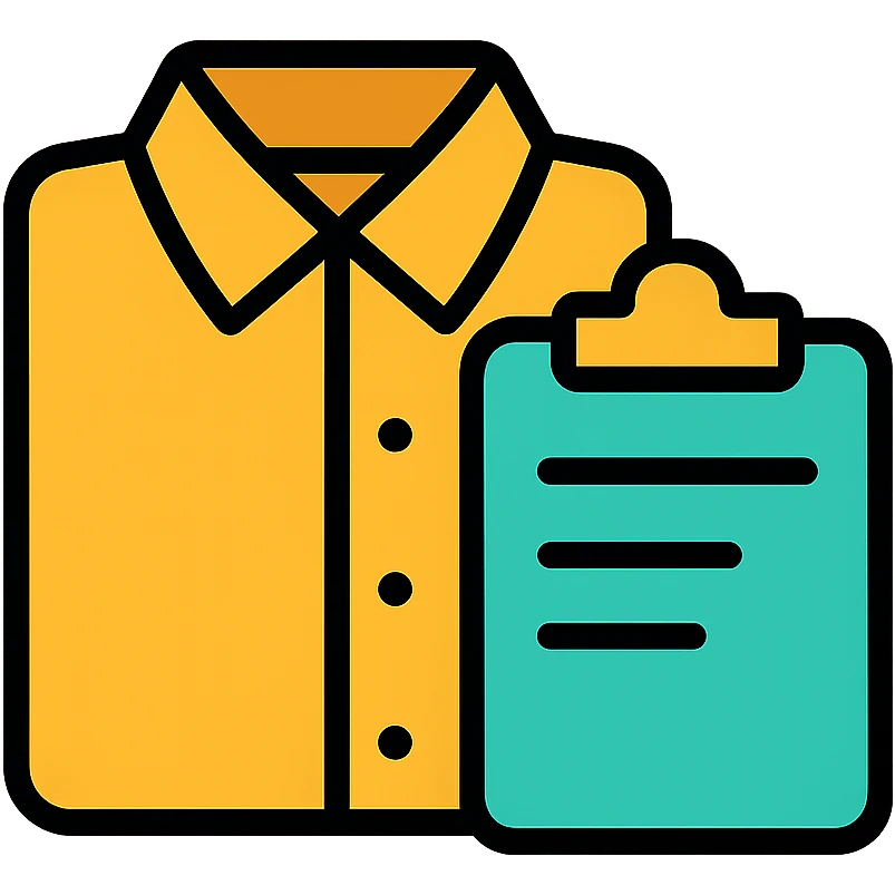 Outline of folded shirt with clipboard nearby – planning stylish work fits emoji