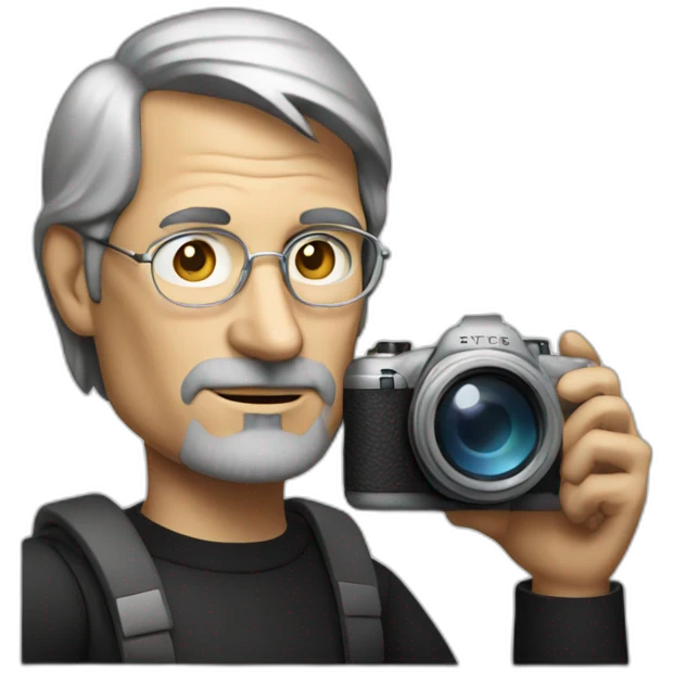 Steve jobs holding a camera emoji