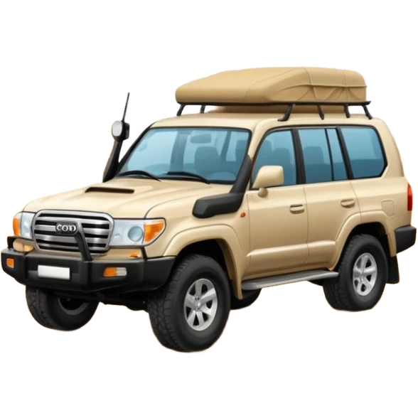 the name 'Doha' integrated with a Land Cruiser 2007 and sand dunes in emoji style emoji