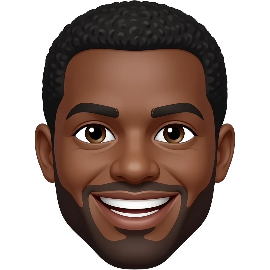 Black man with short afro and a big smile emoji
