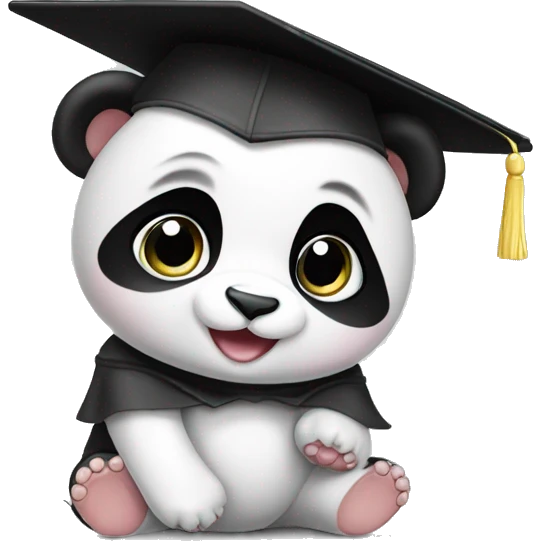 baby panda wearing graduation cap emoji