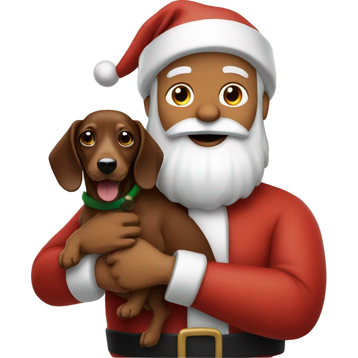 Santa holding a dachshund  emoji