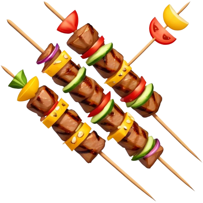 Street food skewer with grilled meat in emoji style emoji