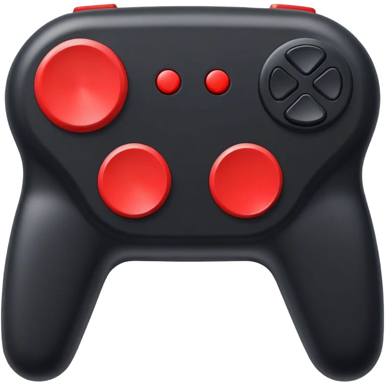 black remote  control with red border,  2Dimensions. Only 5 buttons, 4 in black and one big red button in the center emoji