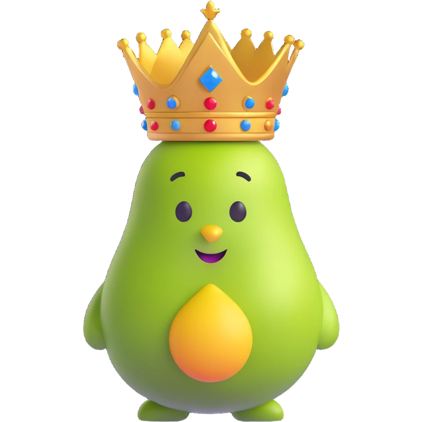 royal pear with a crown, elegant and regal, fun emoji style emoji