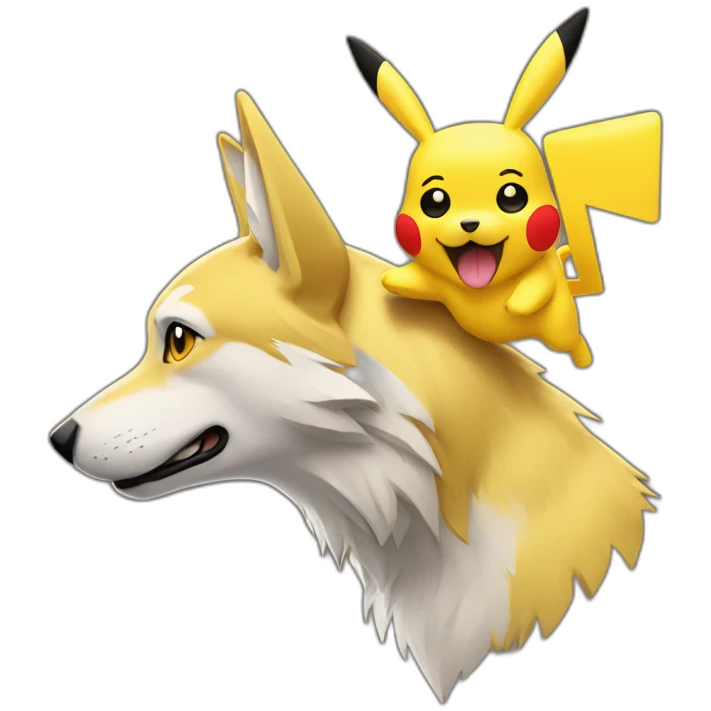 Un loup avec un pikachu sur le dos emoji