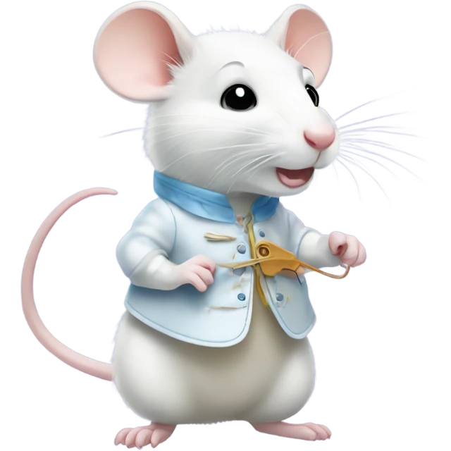 Cinderella's white rat standing use clothes and grab a sewing kit emoji