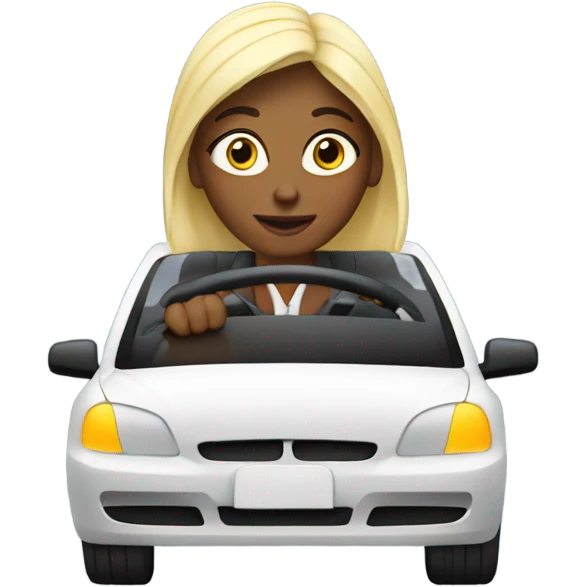 Lady driving car being an uber  emoji