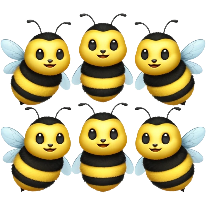Five 3d bumblebees saying Good morning emoji