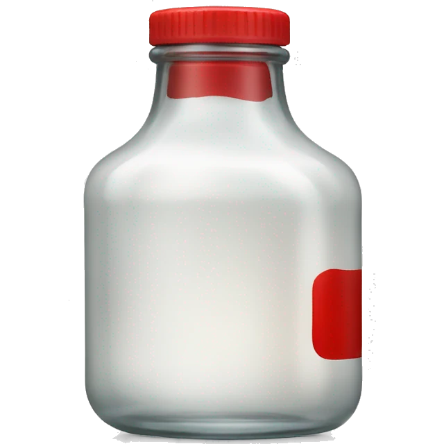 glass bottle with red lid filled with white liquid emoji