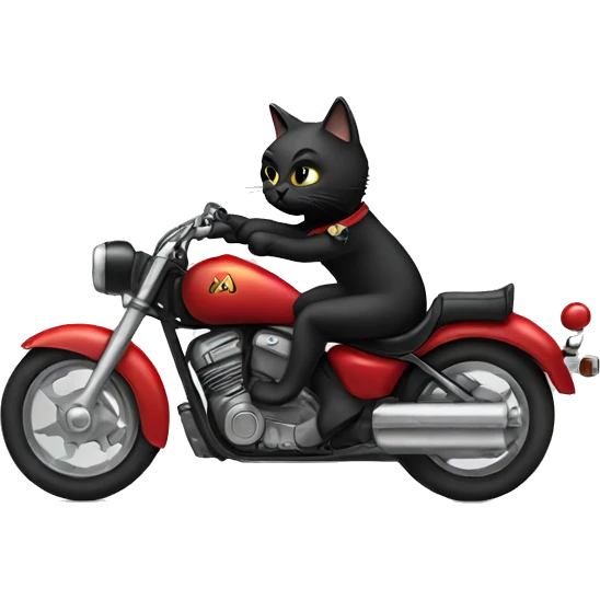 Black cat riding a motorcycle  emoji
