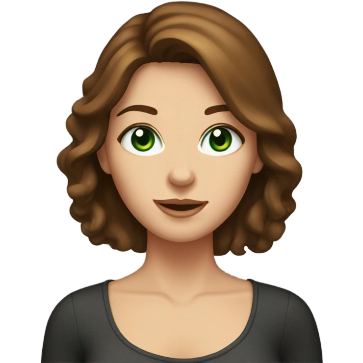 brown-haired woman holds black cat with green eyes emoji