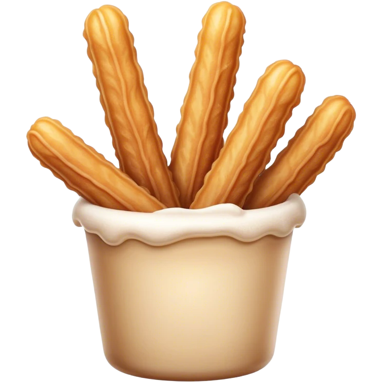 Cinematic Realistic Churros Dessert Emoji, showcasing crispy, golden-brown fried dough sticks dusted with sugar rendered with lifelike detail and warm, inviting lighting. emoji