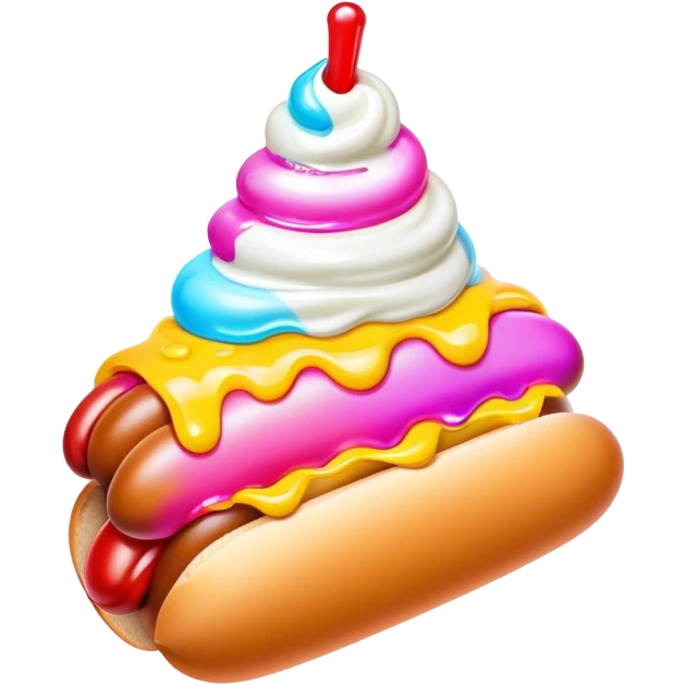 Melting neon ice cream hot dog sundae emoji
