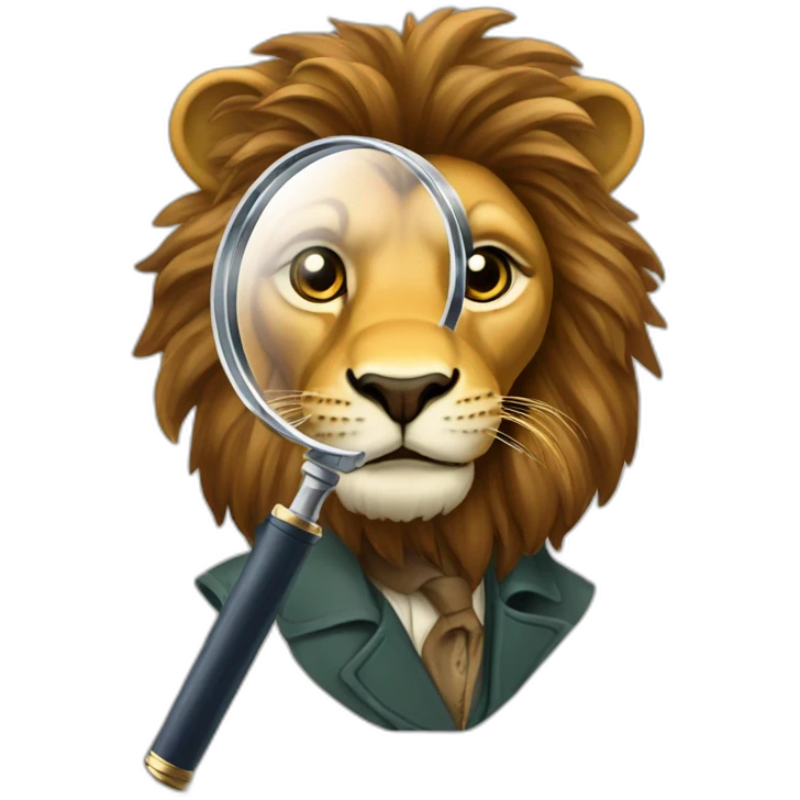 lion sherlock holmes magnifying glass emoji